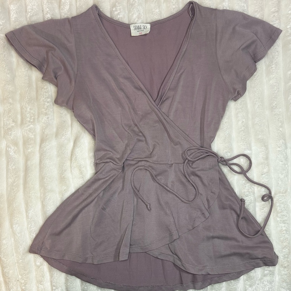 Sienna Sky Dusty Purple Wrap Style Blouse